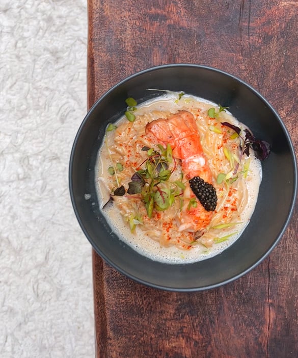 Riso de pâtes aux langoustines et caviar