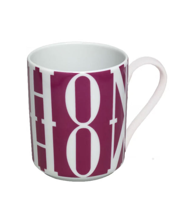 Magenta and white mug