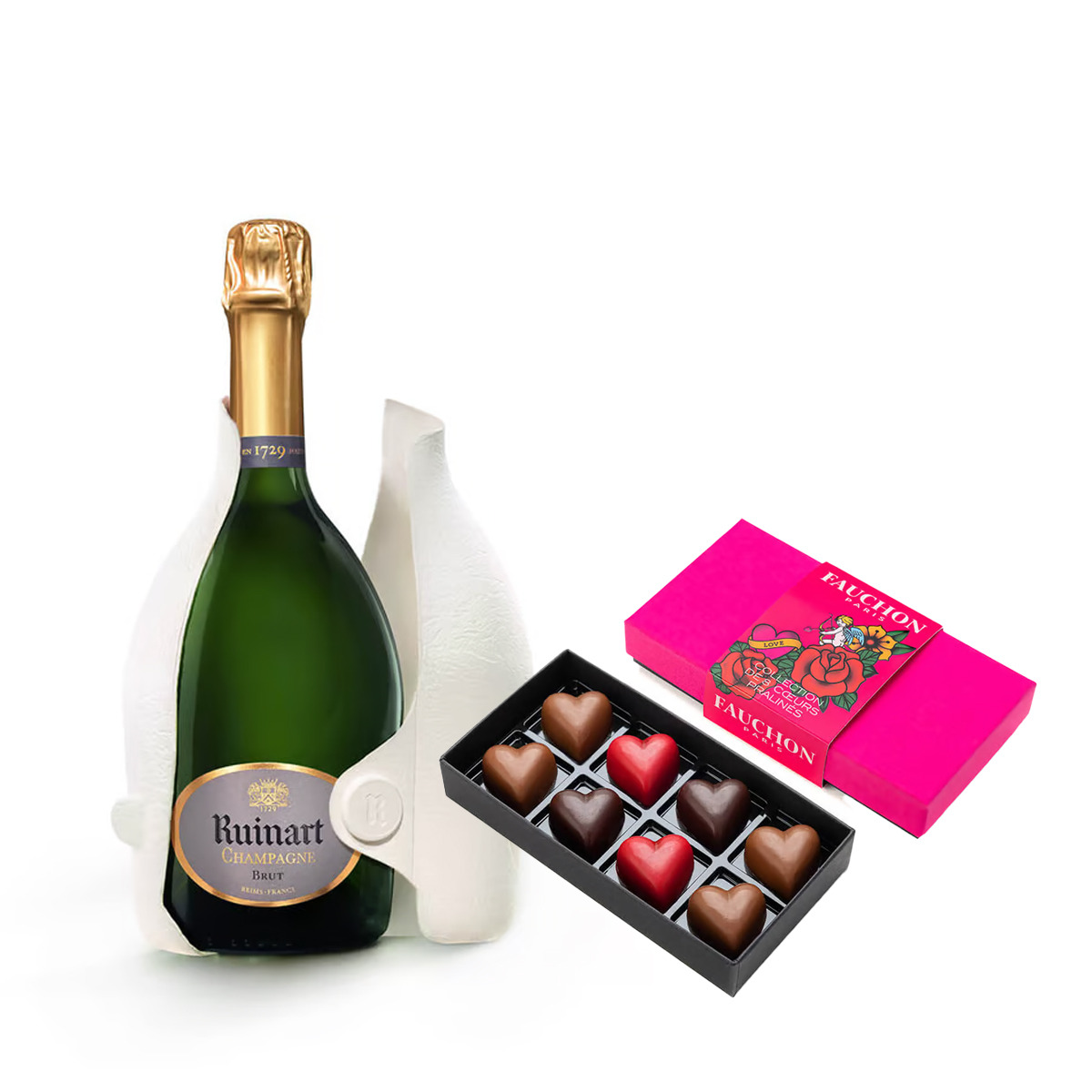 Coffret cadeau saint valentin chocolat champagne ourson